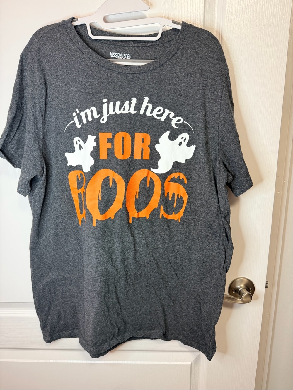 Men’s Gray Halloween Tee with Orange & White Graphic